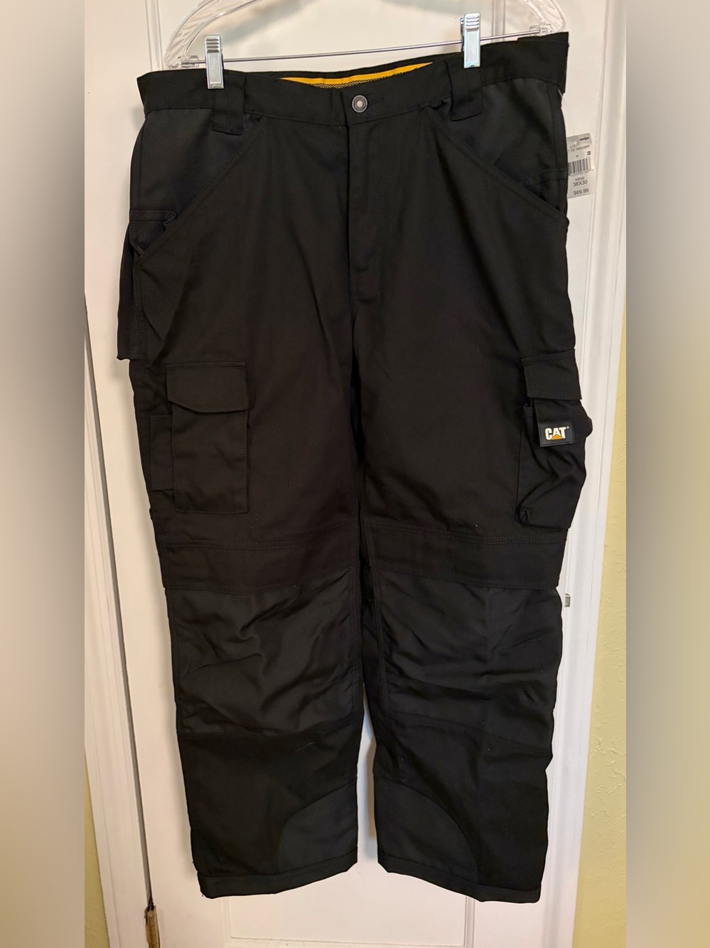 CAT Black Work Cargo Pants Trademark Trouser 36x30